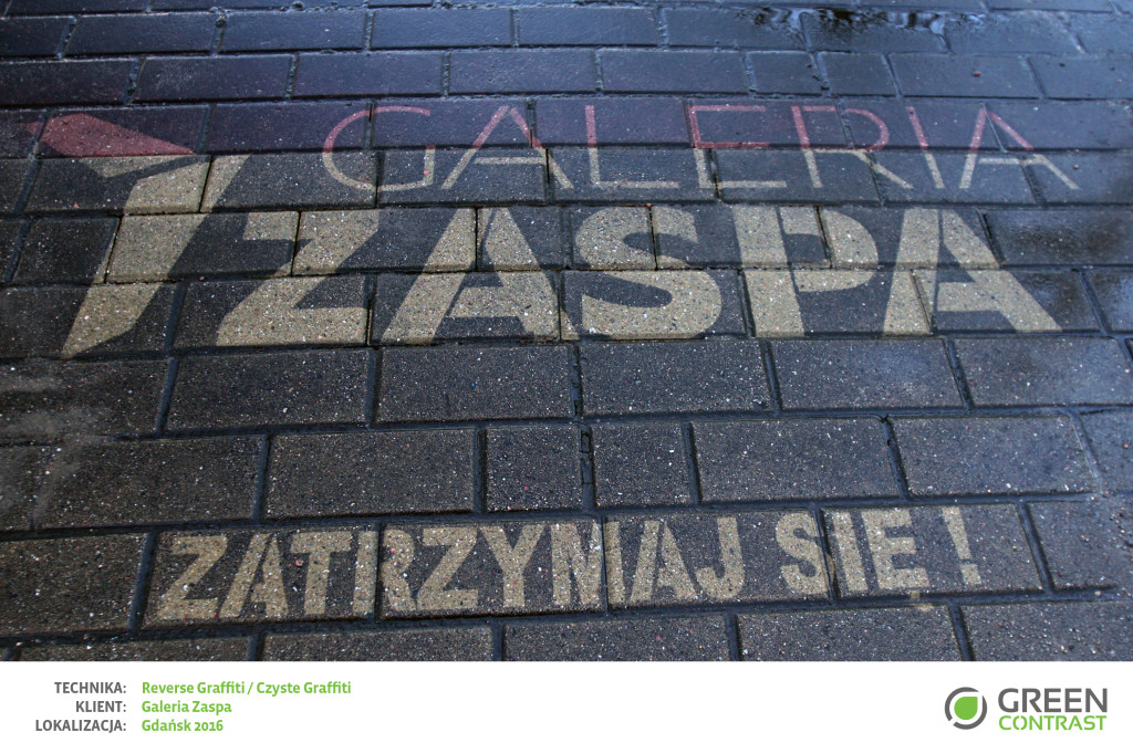 Kampania w technice reverse graffiti dla Galerii Zaspa